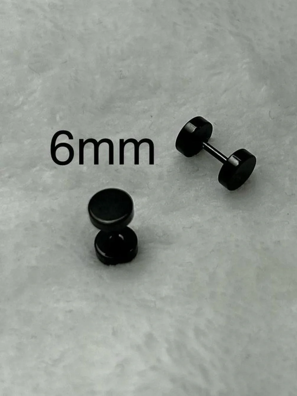 Black 6mm Stainless Steel Stud Earrings for Men